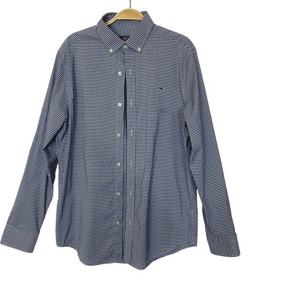 Vineyard Vines Mens Preppy Whale Shirt Button Down Long Sleeve M Blue Gingham - Picture 2 of 9
